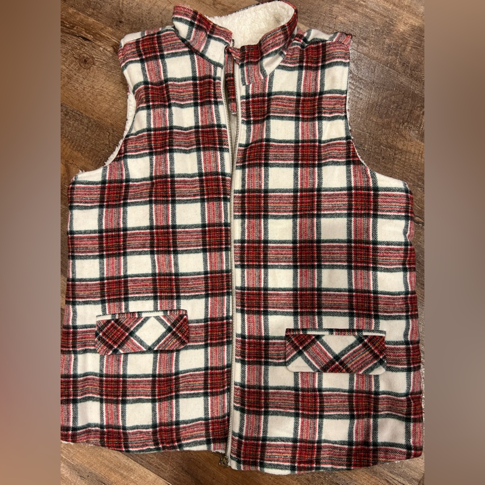 Brand new Maurices Red and White Plaid Vest